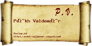 Pákh Valdemár névjegykártya
